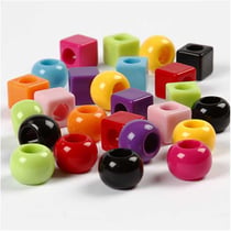 Seau de perles plastique, dim. 11 mm, diamètre intérieur 7 mm, ass. de couleurs, 75 gr, 150 ml/ 1 Pq.