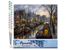 Peinture par Numéro Figured'Art - Vie sur le canal - Kit de Loisir Créatif DIY Numéro d'Art Complet - 40x50cm sans châssis en bois