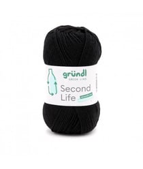Fil à tricoter durable SECOND LIFE - 100GR - Grundl - Certifié Oeko-Tex Noir (15)