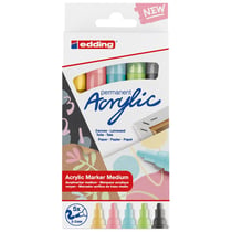 Set de Marqueurs Acrylique Edding 5100 - Pointe Moyenne - Pastel - 5 pcs