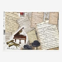 1 feuille de papier de riz 21 x 29,7 cm Itd Collection MUSIQUE PARTITION PIANO 409