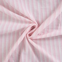 Tissu Double gaze de Coton Double face Rayures Rose clair sur fond Blanc