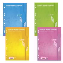 Copies simples - Perforées - Grands carreaux - A4 - Assortiment de couleurs - 400 feuilles