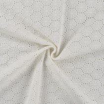 Tissu Popeline de Coton Broderie Anglaise Cercles sur fond Blanc cassé