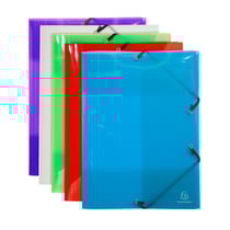 Chemise à élastique 3 rabats Polypropylène 7/10e Crystal Colours - A3 - Couleurs assorties - x 10 - Exacompta