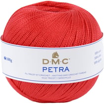 Pelote de laine - 100% coton - Rouge vif - 5666 - DMC - Petra - Longues fibres