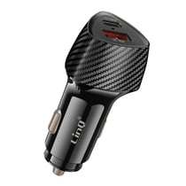 LinQ Chargeur Voiture 48W USB-C + USB Charge Rapide Design Carbone Noir