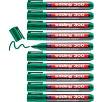 Lot de 10 marqueurs permanents EDDING 300 - Pointe ronde 1,5-3 mm - Vert