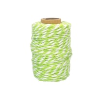 MégaCréa DIY - Ficelle coton bicolore vert clair et blanc 25 m x 1,5 mm