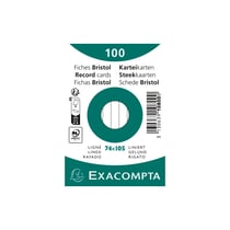 Paquet 100 fiches sous film - bristol ligné non perforé 74x105mm - Blanc - x 40 - Exacompta
