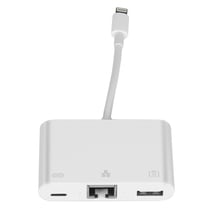 Adaptateur Lightning vers Ethernet / USB-A / USB-C Compact Plug and Play Blanc