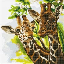 Tableau Broderie Diamant Crystal Art 30x30cm Girafes