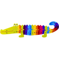 Puzzle crocodile en bois 55 cm - lettres de l'alphabet 27 pieces - jeu educatif