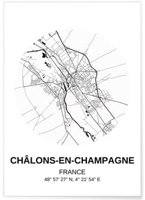 Affiche Carte Châlons-en-Champagne | A3 : 29,7x42cm