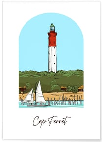 Affiche ville Minimaliste Cap Ferret | A3 : 29,7x42cm