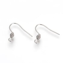 20 CROCHETS BOUCLES D'OREILLES Acier inoxydable 304 argenté 19 mm - creation bijoux perles