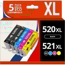 123CONSOMMABLES - PGI-520 CLI-521 - Cartouches d'encre compatibles pour Canon Pixma IP3600 IP4600 IP4600X IP4700 MP540 MP550 MP560 MP620 MP630 MP640 MP640R MP980 MP990 MX860 MX870 (Lot de 5) - 123CONSOMMABLES