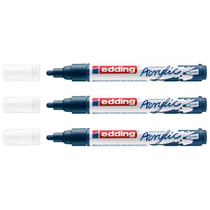 Lot de 3 marqueurs acryliques pointe 2-3 mm - EDDING - Bleu nuit - 5100