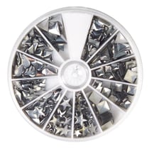 Hotfix-rivets, mélange de formes, 2. 5-10mm, assorti, Boîte 420pces, argent