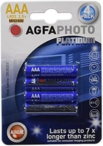 AGFAPHOTO Piles AAA Alcalines PLUS LR03 (1,5V, Lot de 4) – Longue Durée de Vie – Idéales pour Télécommandes, Jouets, Appareils Photo et Plus – Usage Domestique ou Professionnel