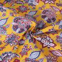 Tissu Coton imprimé Arty Arlesienne Indienne sur fond Jaune