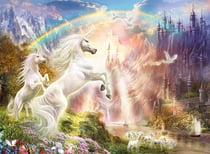 Puzzle licorne banche et château avec un arc en ciel 500 pièces - collection paysage - clementoni - 35054