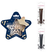 Kit pour biscuit en relief Étoile + 2 Stylos au chocolat marron et noir
