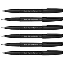 Lot de 6 feutres pinceaux pointe souple - PENTEL - Encre noire pigmentée - Brush Sign Pen