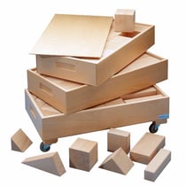 La haye set en 3 coffres, blocs en bois – jeu Montessori - Educo - Beige