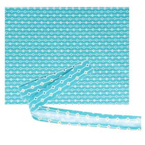 Tissu 55 x 45 cm & biais de couture 3 m x 2 cm - Bleu clair à losanges orange et bleu