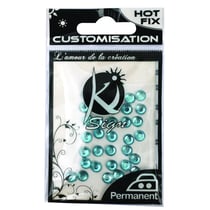 Ki-Sign - Strass thermocollant tissu Ø 6mm Bleu vert 35 pièces