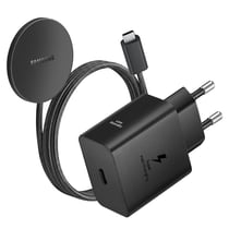 Samsung Chargeur Sans fil Qi2 25W pour Galaxy S25 / S26 avec Chargeur Secteur USB C 45W Noir