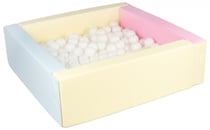 Piscine à balles carrée avec 300 balles - rose, bleu, jaune (pastel)/blanc