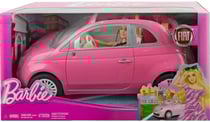 Voiture fiat 500 rose + 1 poupée barbie - mattel - hrg59 - véhicule barbie