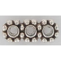 MégaCréa - Perle métal Barette diviseur 3 rangs Argenté (lot de 10)
