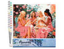 Peinture par Numéro Figured'Art Toast des Divas au Jardin - Activité Manuelle Kit de Loisir Créatif DIY Numéro d'Art Complet - 40x50cm sans châssis en bois