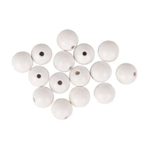 Boules bois percées FSC 100%,mat, ø15mm, blanc, 15 pces