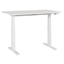Bureau Électrique Réglable Plateau et Structure Acier Blanc 120 x 72 cm Hauteur Ajustable Assis Debout Pieds Carrés Design Moderne