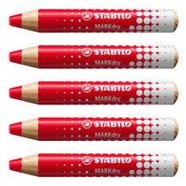 Crayon marqueur STABILO MARKdry - Rouge - Lot de 5