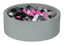 Piscine à balles Aire de jeu + 450 balles noir, blanc, transparent, rose clair, gris - Velinda