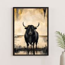 Affiche murale animaux de Camargue — Taureau de Camargue — Tableau décoratif — Calbarracin — 70 x 50 cm