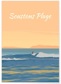 Affiche ville Soustons Plage | A3 : 29,7x42cm
