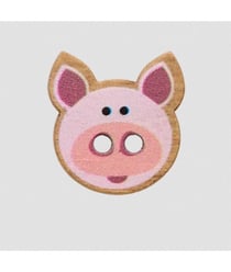 Bouton en bois motif animaux de la ferme 2 trous Prym – Ø 15 mm – Bois d’olivier naturel & design ludique 046 cochon
