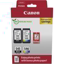 CANON - PG-545 CL-546 - 2 cartouches imprimante - Noir + Couleur - Inclus papier photo