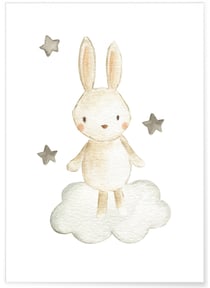 Affiche Lapin Nuage | A3 : 29,7x42cm