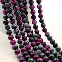 Fil de 48 perles jade blanche naturelle teintée fabrication bijoux 8 mm ROSE VERT