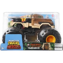 Monster trucks oversized : jurassic world tyrannosaurus rex - voiture dino brun - vehicule echelle 1:24 - spin master - gwk96