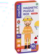 MierEdu BOÎTE DE PUZZLE MAGNÉTIQUE voyage: POMPIER 9x3,3x20,3cm, contient 2 scènes et plus de 30 pièces de puzzle magnétiques, dans une boîte en métal, 3+