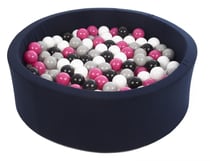 Piscine à balles Aire de jeu + 200 balles bleu marine noir, blanc, rose,gris - Velinda