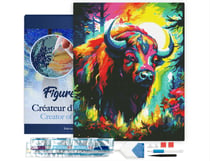 Diamond Painting Broderie Diamant Figured’Art 40x50cm toile tendue sur châssis en bois - diamants carrés - Bison Coloré Abstrait